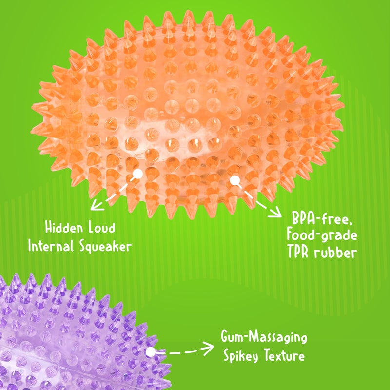 Gnawsomeâ„¢ 4.5â€ Spiky Squeaker Football Dog Toy - Large, Cleans Teeth and Promotes Good Dental and Gum Health for Your Pet, Colors Will Vary,All Breed Sizes - Image 3